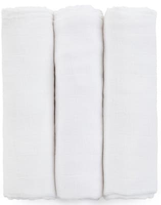 Petite&Mars Sada plen bambusová mušelínová 3ks Moussy Total White, 68x68 cm