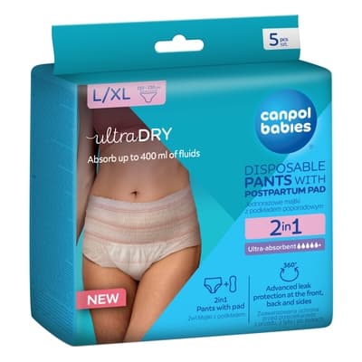 Canpol babies Jednorázové poporodní kalhotky s vložkou 2v1 L/XL