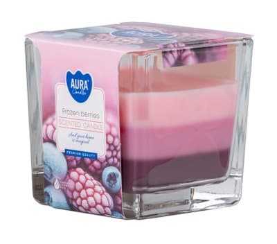 Vonná svíčka ve skle Frozen Berries, tříbarevná, hranol