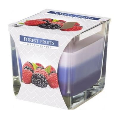 Vonná svíčka ve skle Forest fruits, tříbarevná, hranol