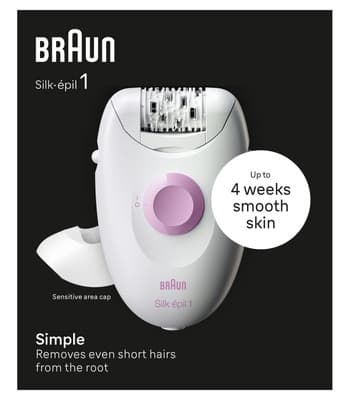 Braun Silk·épil 1, Elektrický Epilátor Pro Odstraňování Chloupků, 1-010, Bílý/Růžový