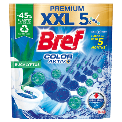 Bref Color Aktiv Eucalyptus tuhý WC blok, 5x 50 g