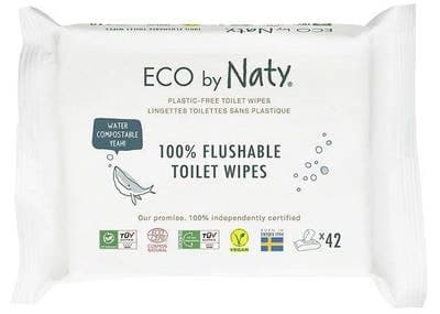 ECO by Naty Vlhčené splachovatelné ubrousky s funkcí toaletního papíru bez vůně