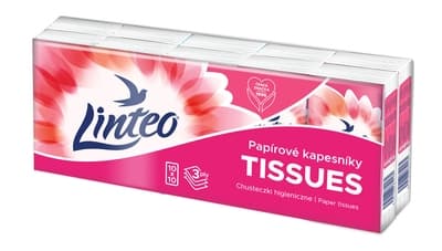 Linteo Papírové kapesníky bílé, 3vrstvé