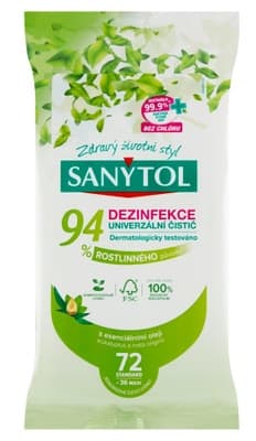 Sanytol Dezinfekční jednorázové čisticí ubrousky s vůní Eukalyptu a Máty