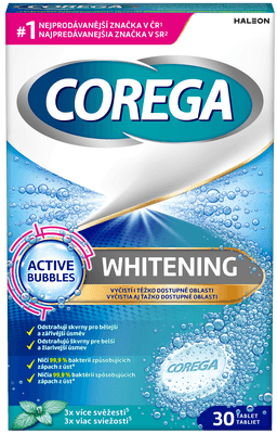 Corega Whitening čisticí tablety na zubní náhrady