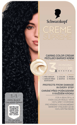 Schwarzkopf Creme Supreme Barva na vlasy 1-1 Chladná černá