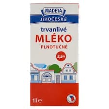 Madeta Jihočeské trvanlivé mléko plnotučné 3,5% 1l
