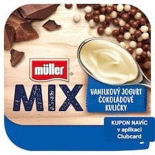 Müller Mix Jogurt s vanilkovou příchutí a cereální kuličky polité čokoládou 130g