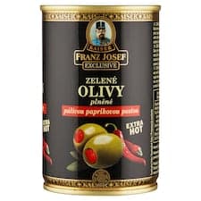 Franz Josef Kaiser Exclusive Zelené olivy plněné pálivou paprikovou pastou 300g