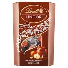 Lindt Lindor Čokoládové bonbóny s kousky jader lískových ořechů s jemnou krémovou náplní 200g