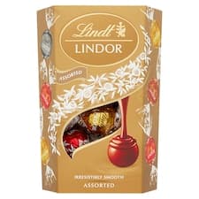 Lindt Lindor Směs mléčné, mléčné s lískovými ořechy, bílé a extra hořké čokolády s náplní 200g