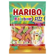 Haribo Rainbow Fizz želé s ovocnou a melounovou příchutí 85g
