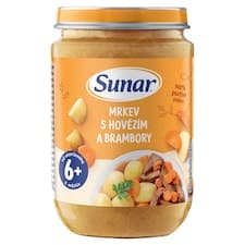 Sunar příkrm mrkev s hovězím a brambory 6m+, 190g