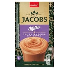 Jacobs Cappuccino s příchutí Milka čokolády 8 x 15,8g (126,4g)