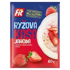 Fit Sypká směs z obilovin pro přípravu rýžové kaše s kousky jahod a s příchutí vanilky 60g