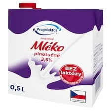 Pragolaktos Trvanlivé mléko plnotučné bez laktózy 3,5% 0,5l