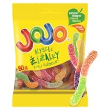 JOJO Kyselé žížalky želé bonbóny s ovocnými příchutěmi 80g
