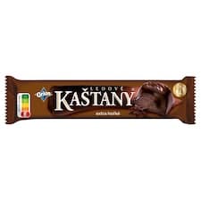 ORION LEDOVÉ KAŠTANY tyčinka v extra hořké čokoládě s kakaovooříškovou náplní 45g