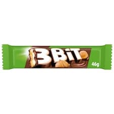 3BIT čokoládová tyčinka se sušenkou v mléčné čokoládě a lískooříškovou náplní 46g