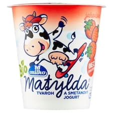 Milko Matylda Jahodová bio tvaroh a smetanový jogurt 125g