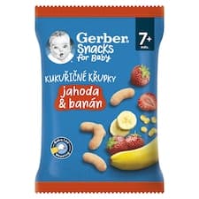 GERBER Snacks kukuřičné křupky jahoda a banán 28g