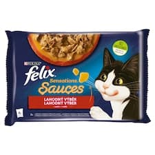 Felix Sensations Sauces kapsičky pro kočky krůta, jehněčí v omáčce 4 x 85g