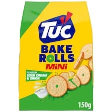 TUC Bake Rolls mini Zakysaná smetana a cibulka Chlebové suchary balení 150 g