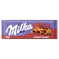 Milka čokoláda Mmmax Almond Caramel, mléčná s mandlemi 300g