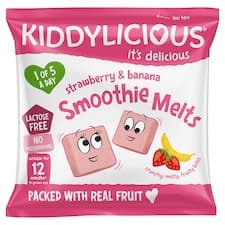 Kiddylicious Ovocné polštářky z jahod a banánu 6g