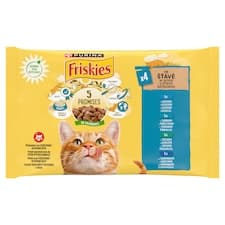 PURINA FRISKIES multipack s lososem, tuňákem, treskou, sardinkami ve šťávě 4 x 85g