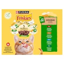 PURINA FRISKIES multipack s hovězím, kuřetem, tuňákem, treskou ve šťávě 12 x 85g