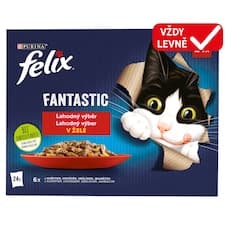 Felix Fantastic kapsičky pro kočky kuře, hovězí, králík, jehněčí v želé 24 x 85g