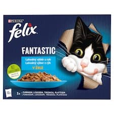 Felix Fantastic kapsičky pro kočky losos, platýs, tuňák, treska v želé 12 x 85g
