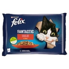 Felix Fantastic kapsičky pro kočky hovězí, kuře v želé 4 x 85g