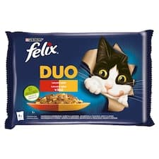 Felix Fantastic DUO kuře a ledvinky, hovězí a drůbeží, krůta a játra, jehněčí a telecí 4 x 85g