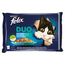 Felix Fantastic DUO kapsičky pro kočky treska a losos, losos a sardinky, sleď a pstruh 4 x 85g