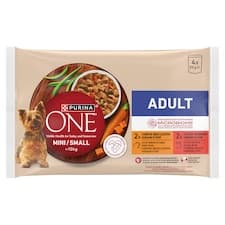 Purina ONE Mini Dog Adult kapsičky pro psy kuře, hovězí ve šťávě 4 x 85g