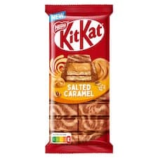 KitKat tabulka Slaný karamel s mléčnou čokoládou a bílou polevou, oplatkou a ze slaného karamelu 99g