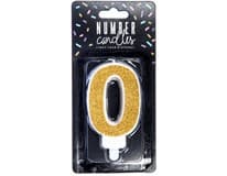 PARTY DECO Svíčka číslice "0" zlatá 7 cm 1 ks