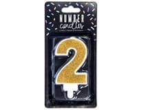 PARTY DECO Svíčka číslice "2" zlatá 7 cm 1 ks