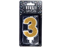 PARTY DECO Svíčka číslice "3" zlatá 7 cm 1 ks
