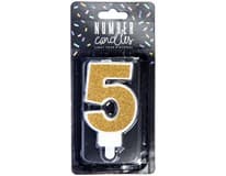 PARTY DECO Svíčka číslice "5" zlatá 7 cm 1 ks