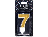 PARTY DECO Svíčka číslice "7" zlatá 7 cm 1 ks