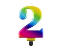 Svíčka - číslice "2" duhová 8cm 1 ks