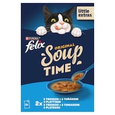 Felix Soup polévky pro kočky treska, tuňák, platýs 6 x 48g