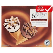 Mražený krém vanilkový a čokoládový v oplatkovém kornoutu 6 x 120ml (720ml)