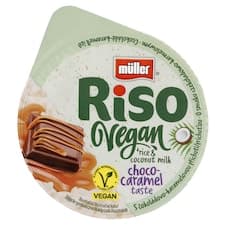 Müller Riso Vegan dezert z rýže a kokosového mléka s čokoládovo-karamelovou příchutí 160g