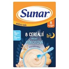 Sunar mléčná kaše s 8 cereáliemi na dobrou noc piškotová 210g