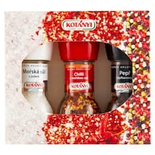 Kotányi Tripack mlýnky Pepř, Sůl, Chilli 3 ks